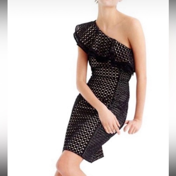 J. Crew Women's One Shoulder Eyelet Party Cocktail Dress - 0 - Picture 1 of 8